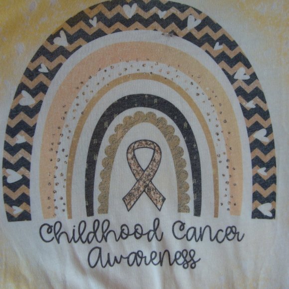 New Bella Canvas "Childhood Cancer Awareness' Bleached T- Shirt sz 2XL - Picture 4 of 4